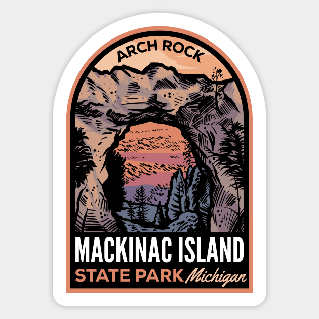 Mackinac Island State Park MI Retro Badge Sticker by HalpinDesign